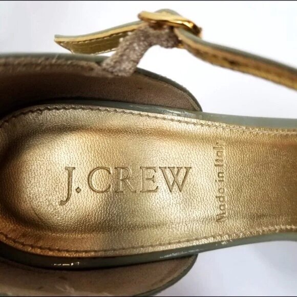 J. Crew Mary Jane Leather Heels Sage Green Size 8 Womens MSRP $168 - Picture 3 of 10